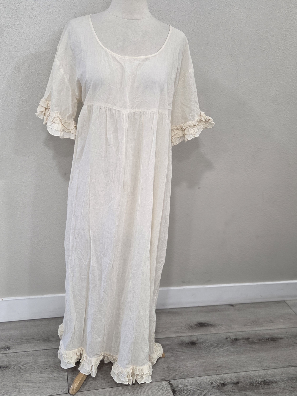 Cream Ruffle-Trim  Dress - Picture 2 of 12